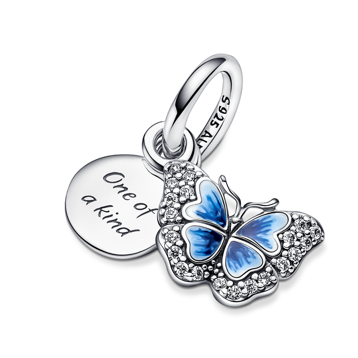 Blue Butterfly & Quote Double Dangle Charm