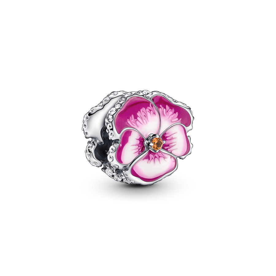 Pink Pansy Flower Charm