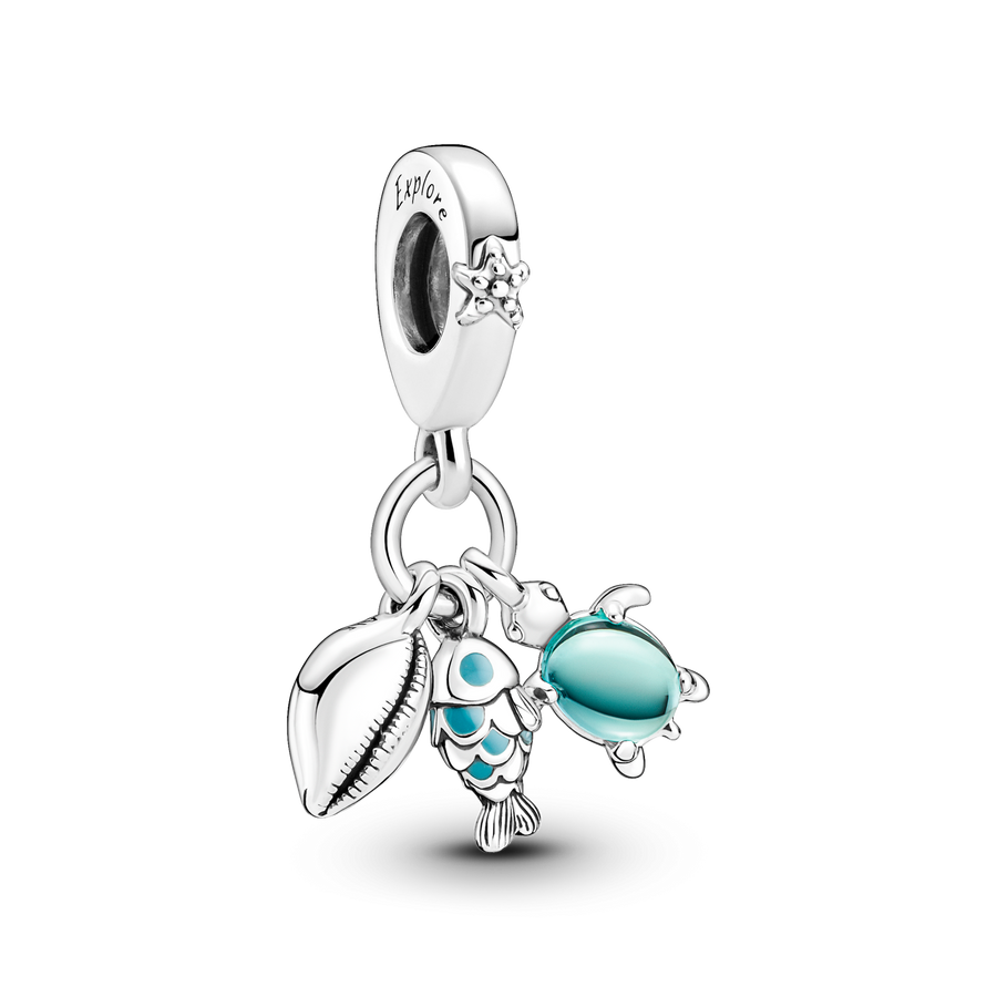 Fish, Sea Turtle & Conch Triple Dangle Charm