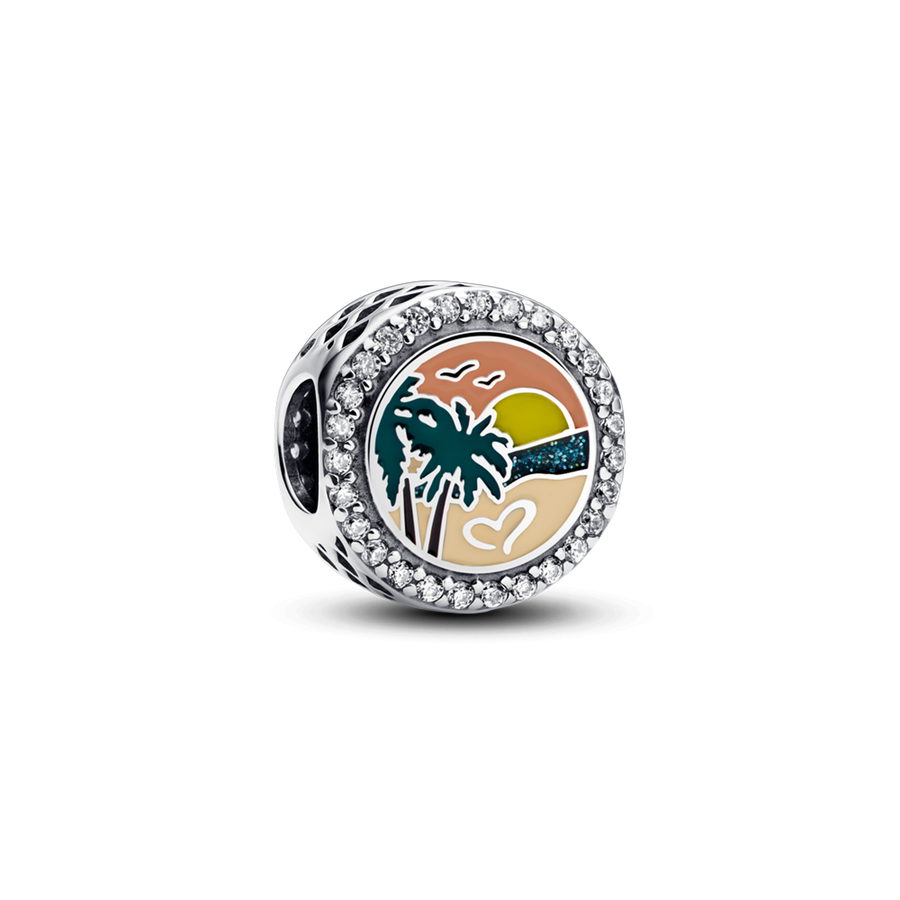 Engravable Beach Heart Scene Charm
