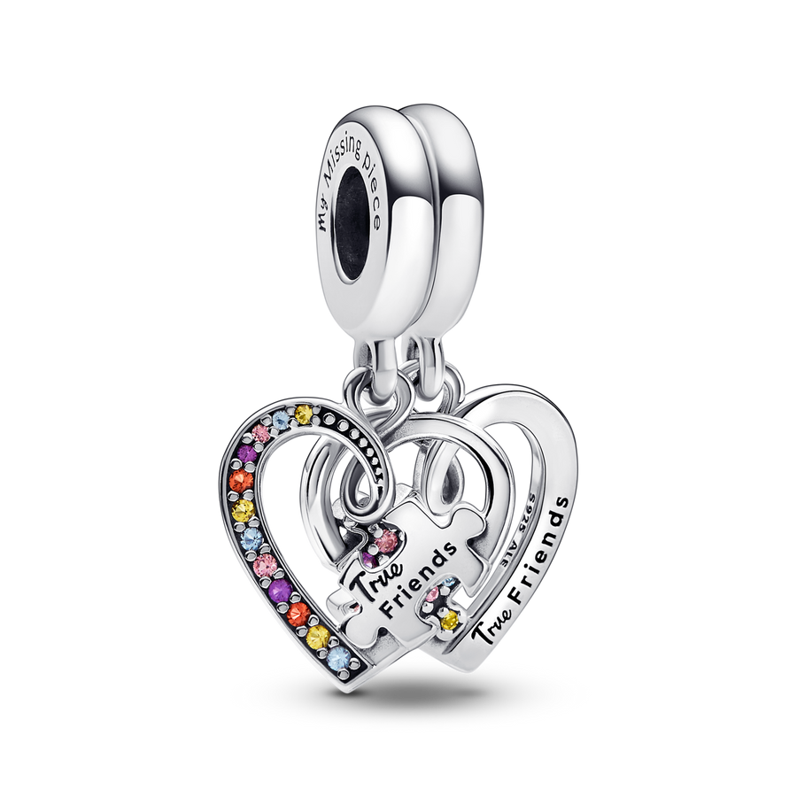 Puzzle Piece Hearts Splittable Friendship Dangle Charm