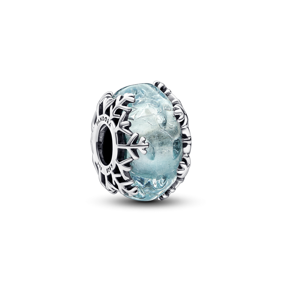 Winter Blue Snowflake Murano Charm