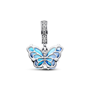 Blue Murano Glass Butterfly Dangle Charm