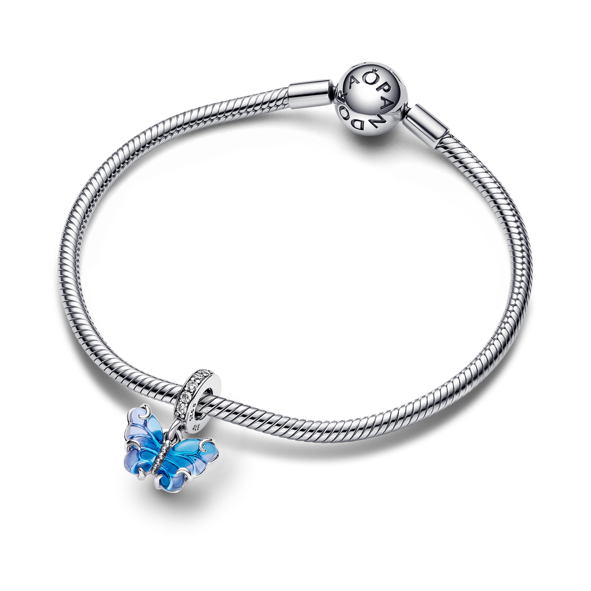 Blue Murano Glass Butterfly Dangle Charm