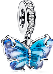 Blue Murano Glass Butterfly Dangle Charm