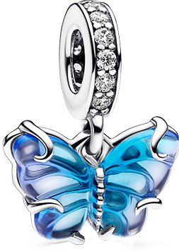 Blue Murano Glass Butterfly Dangle Charm