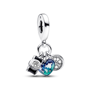Camera, Heart & Compass Triple Dangle Charm