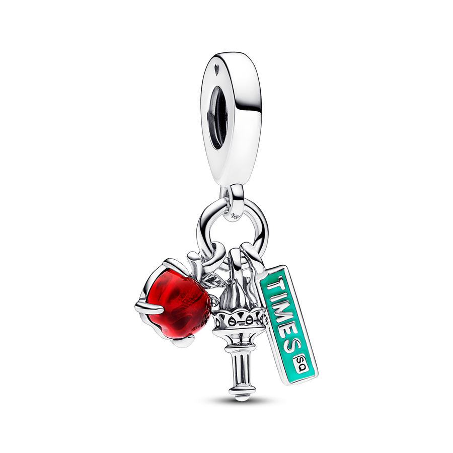 NYC Apple, Torch and Street Sign Triple Dangle Charm