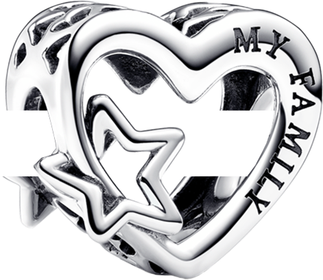 Openwork Family Heart & Star Charm