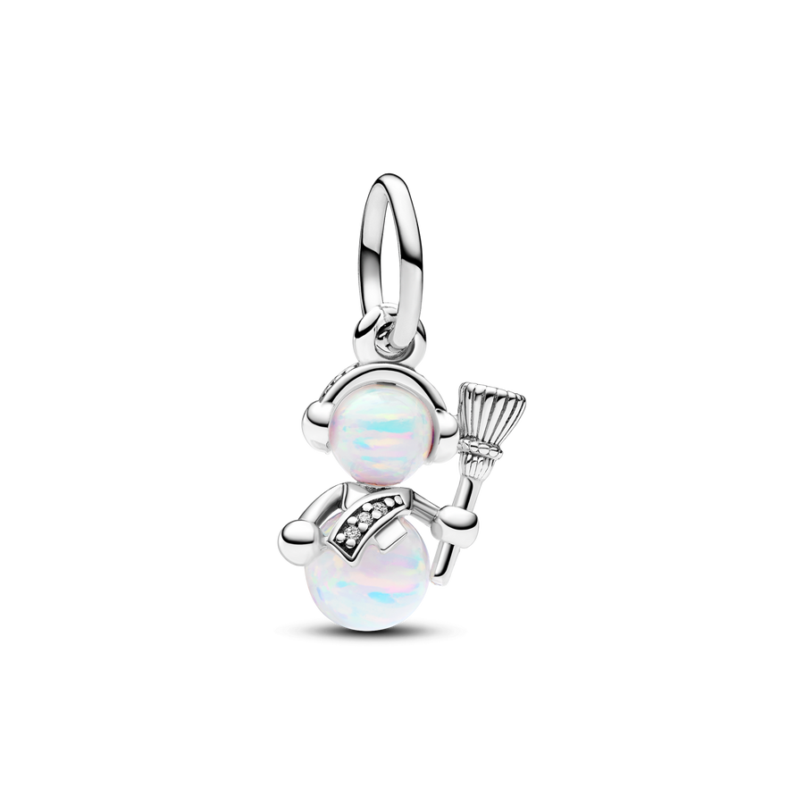 Opalescent Snowman Dangle Charm