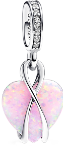 Mom Opalescent Heart Dangle Charm