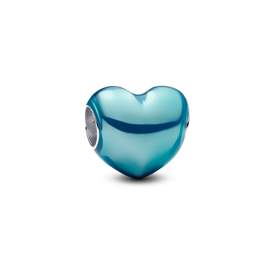 Metallic Sky Blue Heart Charm