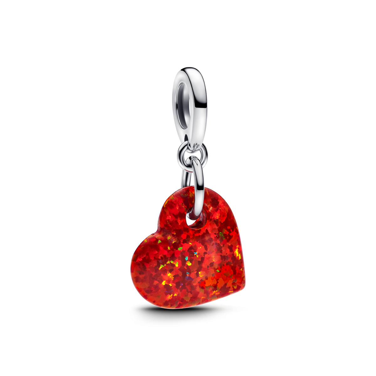 Opalescent Red Heart Dangle Charm