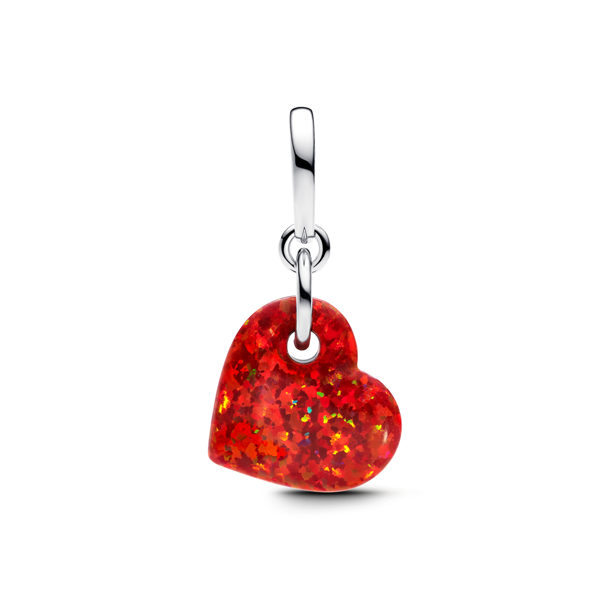 Opalescent Red Heart Dangle Charm