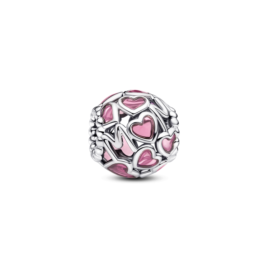 Pink Openwork Hearts Mom Charm