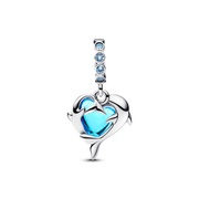 Blue Murano Glass Dolphins Dangle Charm