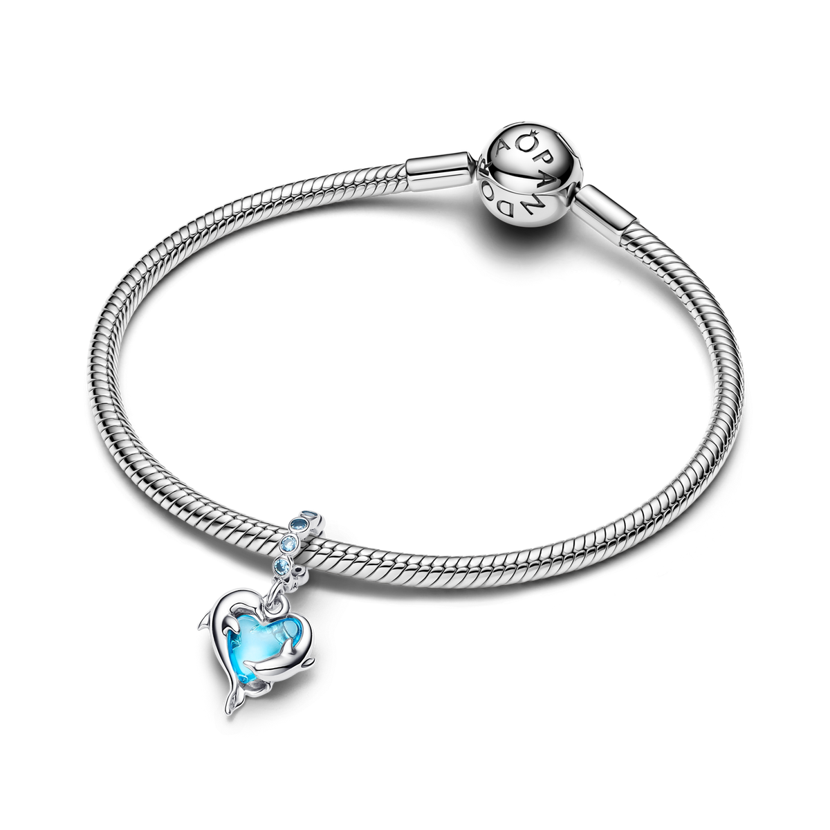 Blue Murano Glass Dolphins Dangle Charm