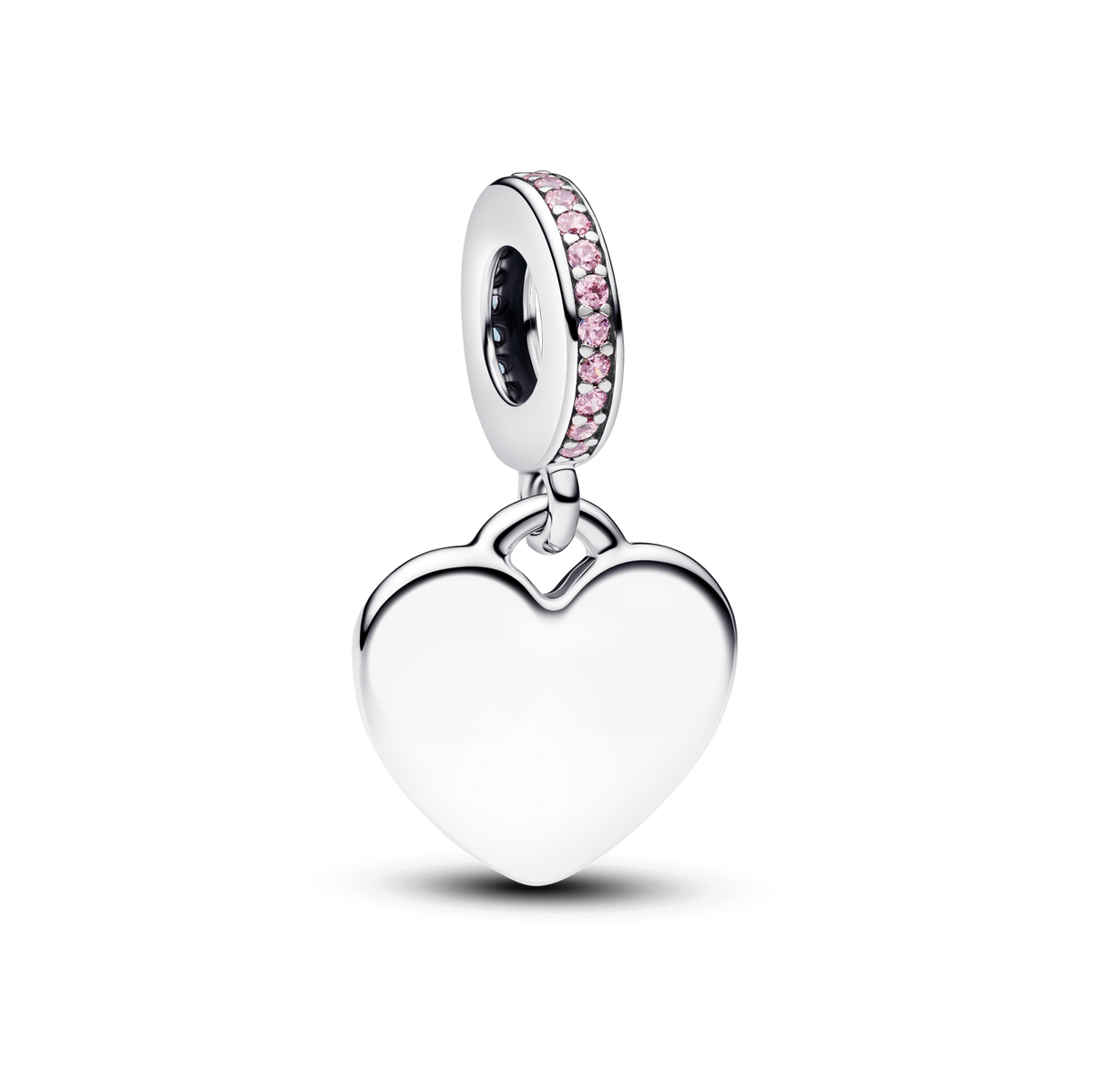 Engravable Heart Pink Stone Dangle Charm