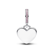 Engravable Heart Pink Stone Dangle Charm