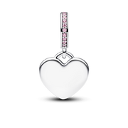 Engravable Heart Pink Stone Dangle Charm