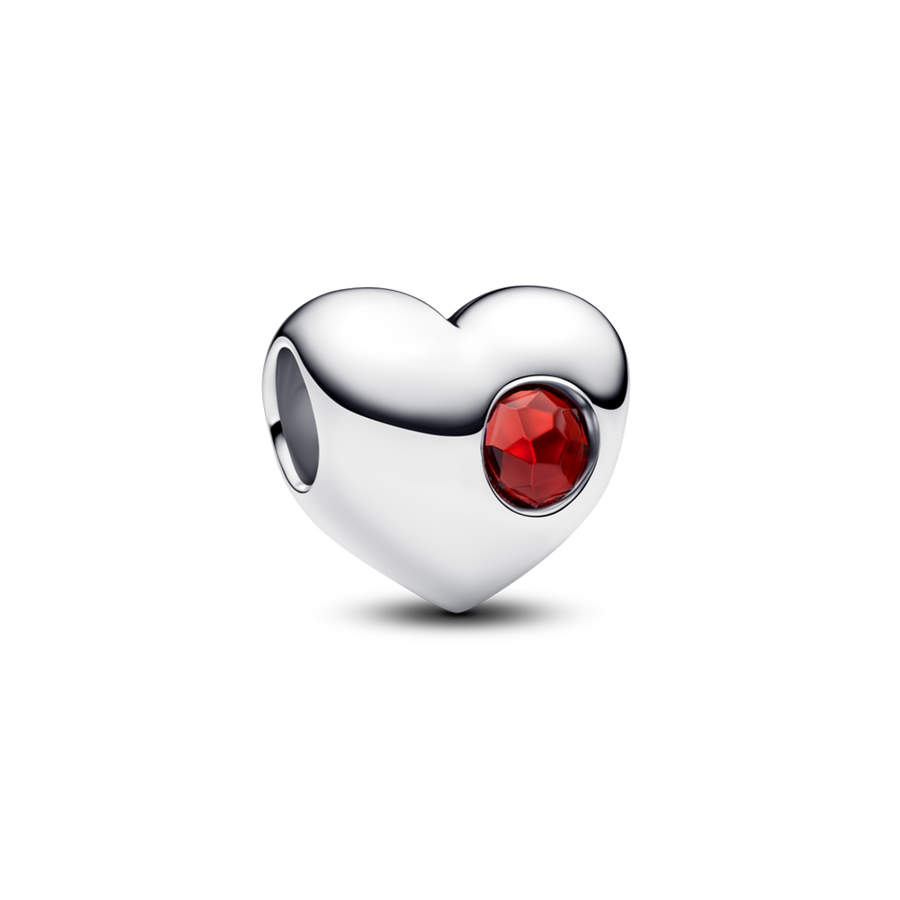 January Engravable Red Stone Heart Charm