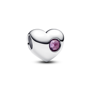 February Engravable Purple Stone Heart Charm