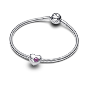 February Engravable Purple Stone Heart Charm