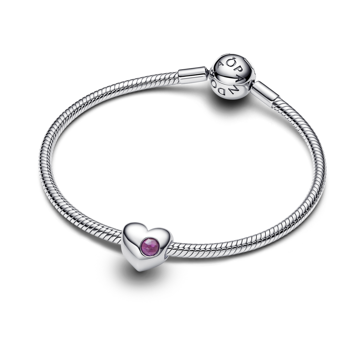 February Engravable Purple Stone Heart Charm