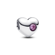 February Engravable Purple Stone Heart Charm