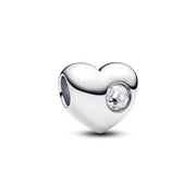 April Engravable Clear Stone Heart Charm