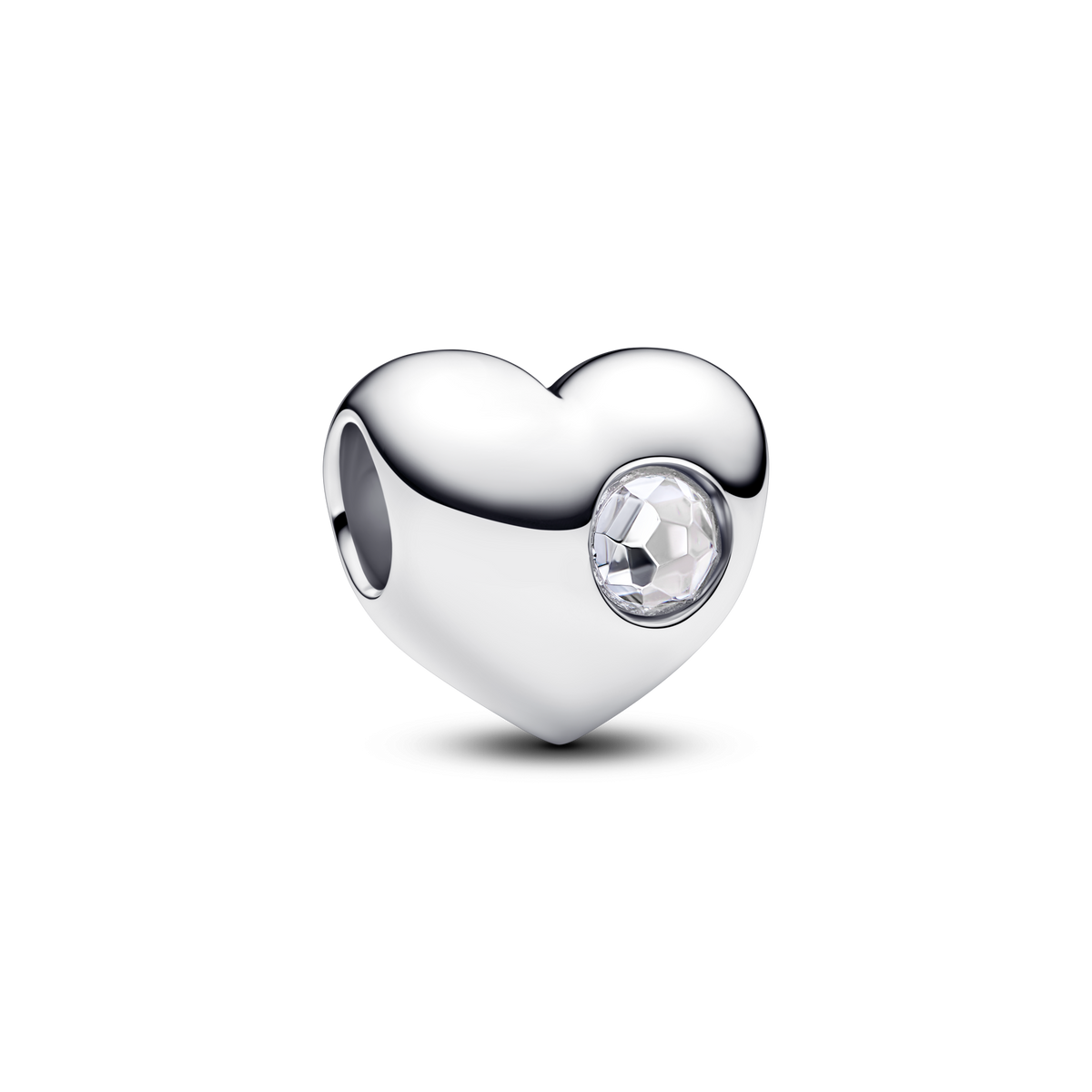 April Engravable Clear Stone Heart Charm