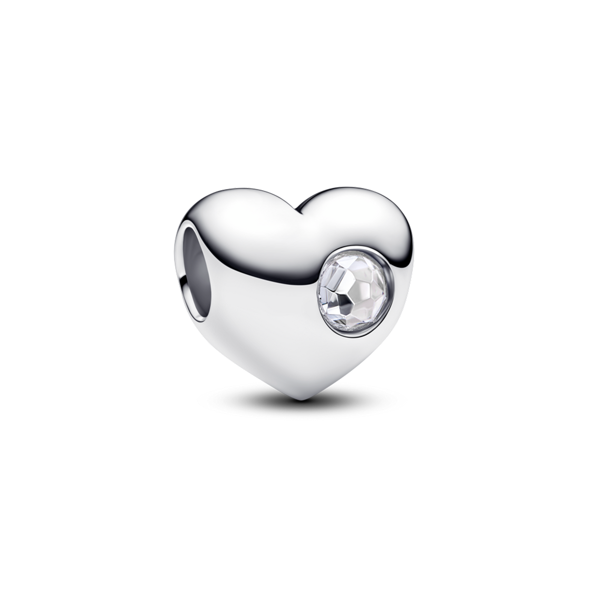 April Engravable Clear Stone Heart Charm