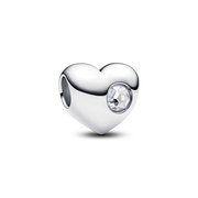 April Engravable Clear Stone Heart Charm