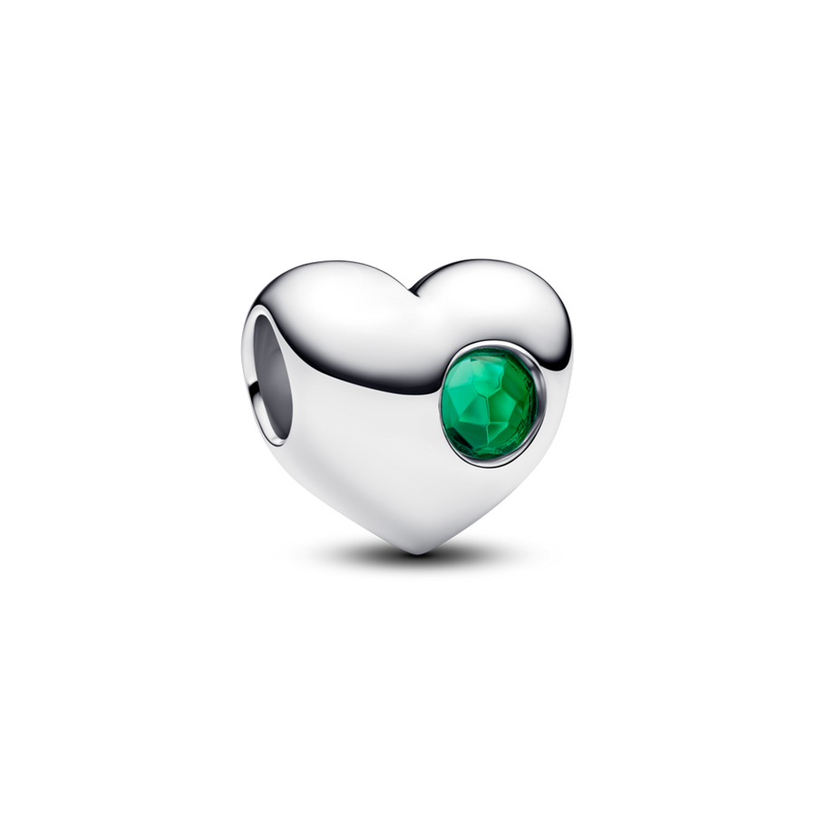 May Engravable Green Stone Heart Charm