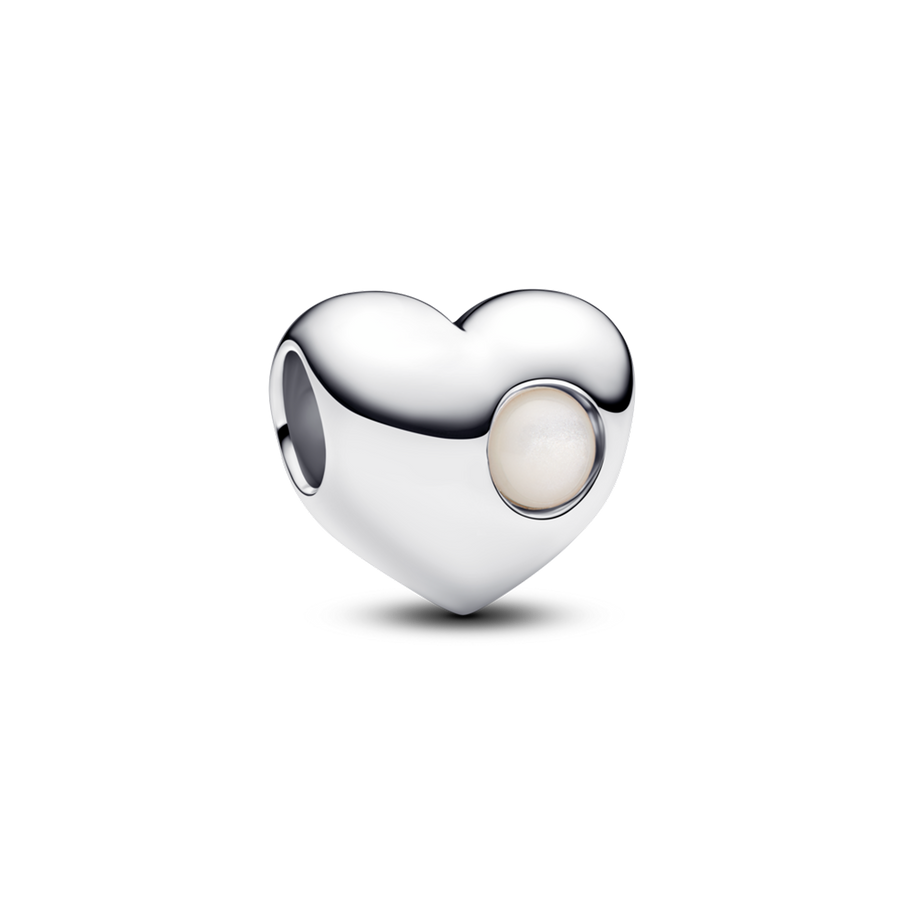 June Engravable White Stone Heart Charm