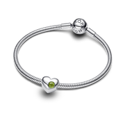 August Engravable Spring Green Stone Heart Charm