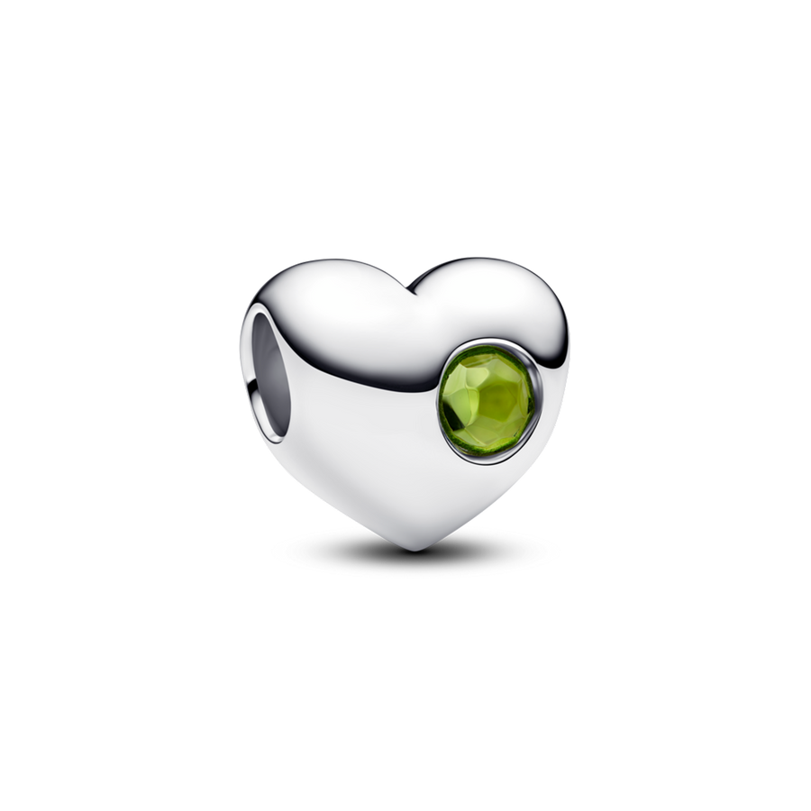 August Engravable Spring Green Stone Heart Charm