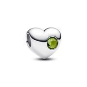 August Engravable Spring Green Stone Heart Charm