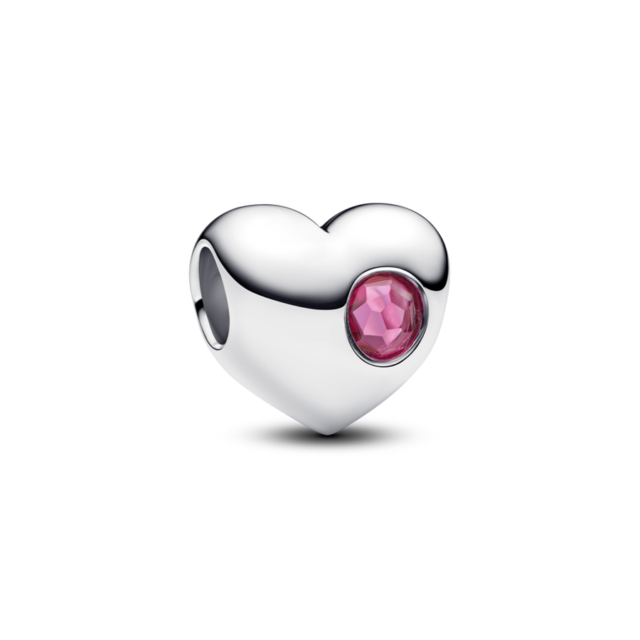 October Engravable Pink Stone Heart Charm