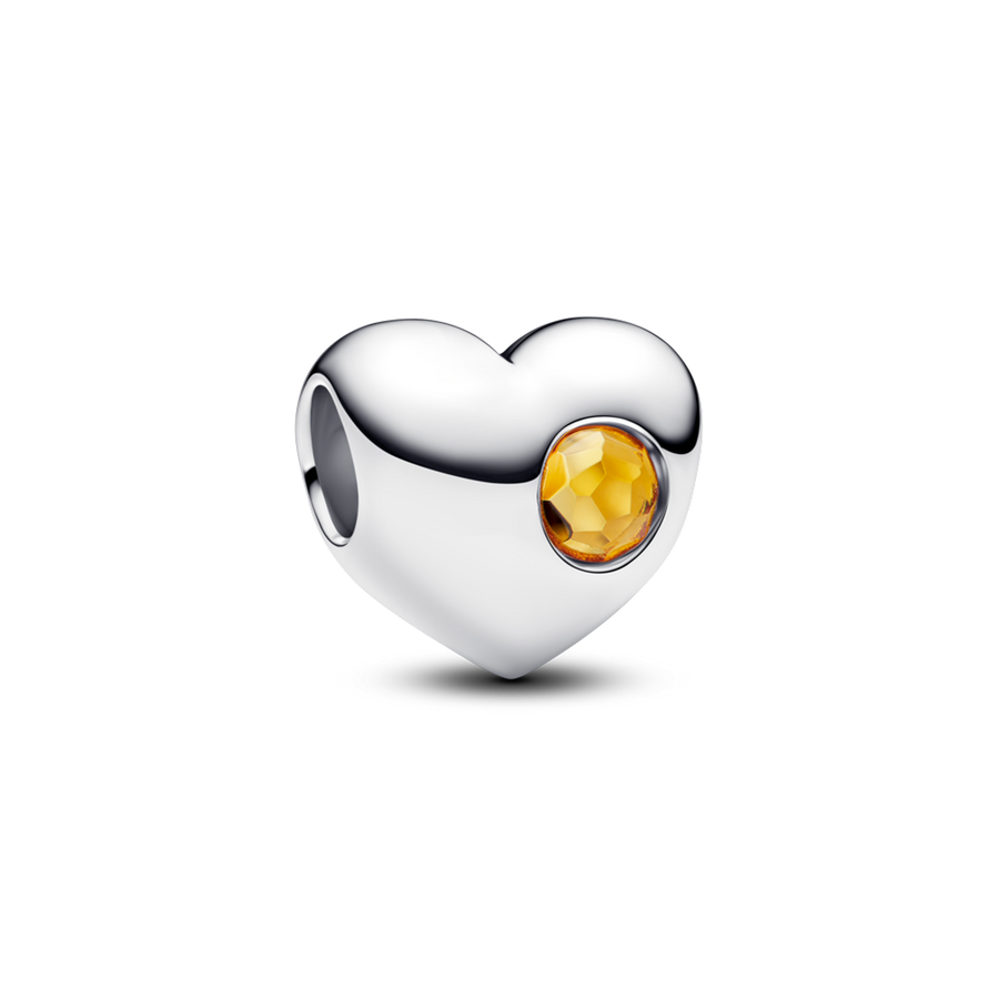 November Engravable Honey Stone Heart Charm