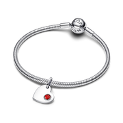 January Engravable Heart Red Stone Dangle Charm