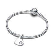 April Engravable Heart Clear Stone Dangle Charm