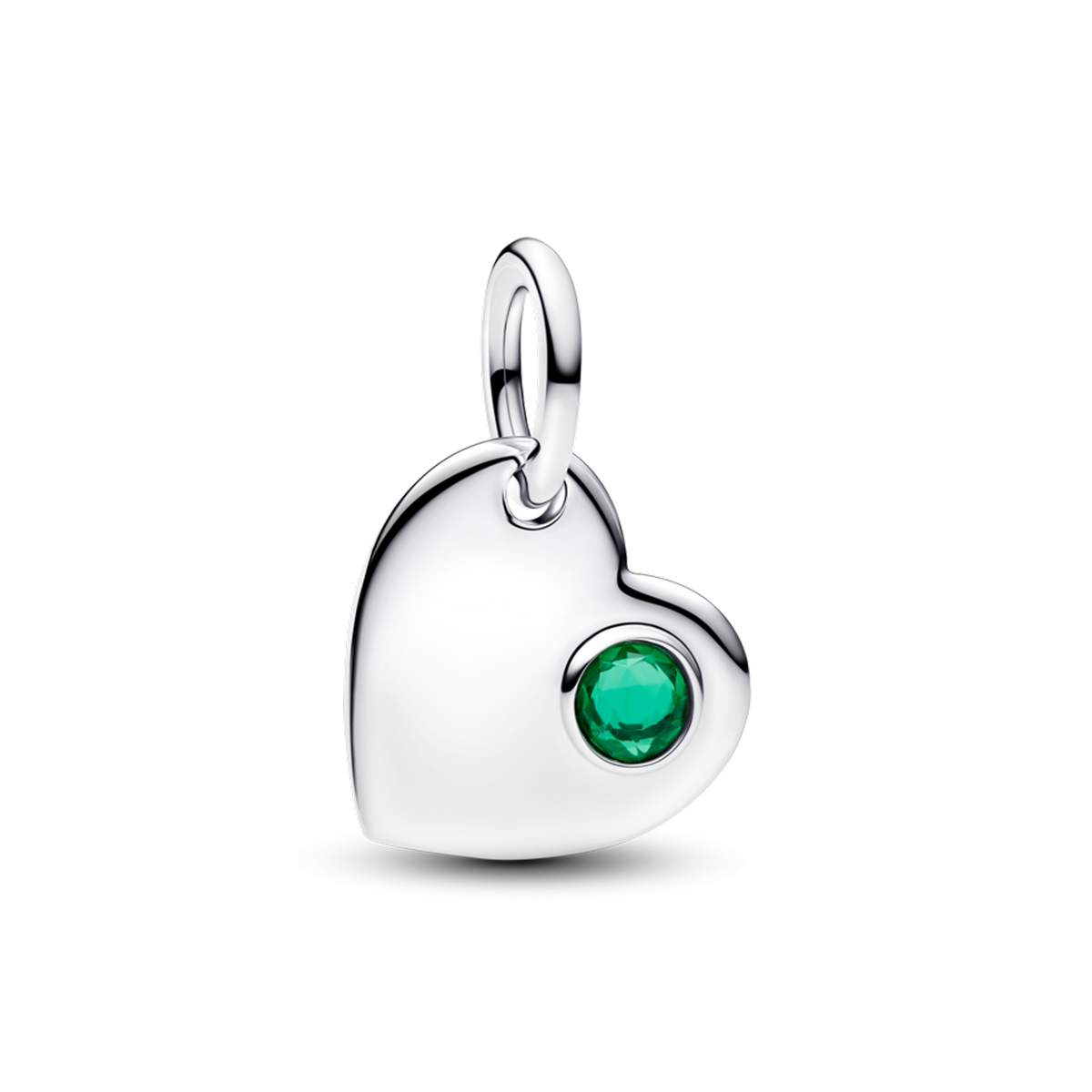 May Engravable Heart Green Stone Dangle Charm