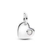 June Engravable Heart White Stone Dangle Charm