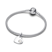 June Engravable Heart White Stone Dangle Charm