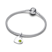 August Engravable Heart Spring Green Stone Dangle Charm