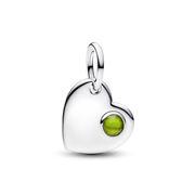 August Engravable Heart Spring Green Stone Dangle Charm