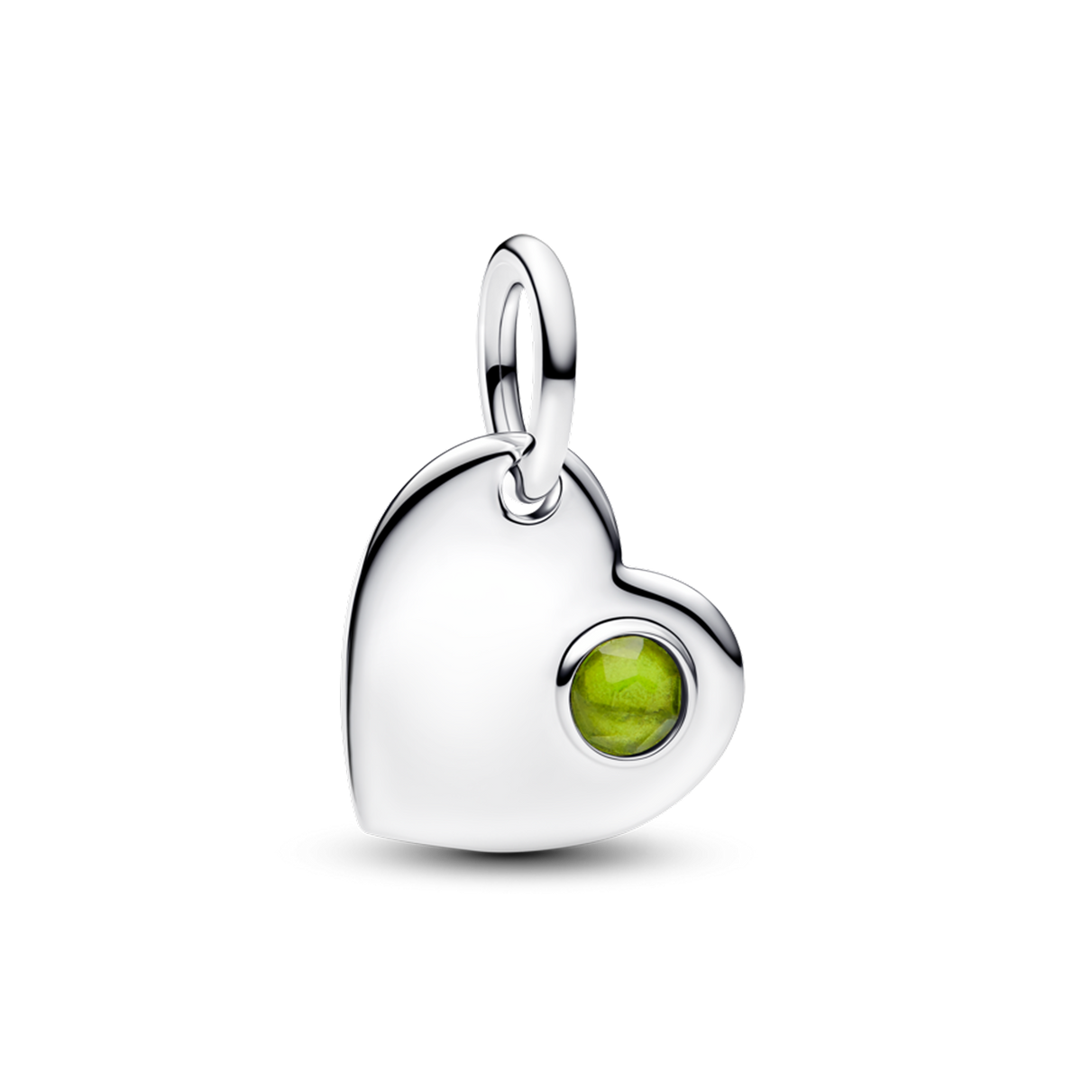 August Engravable Heart Spring Green Stone Dangle Charm