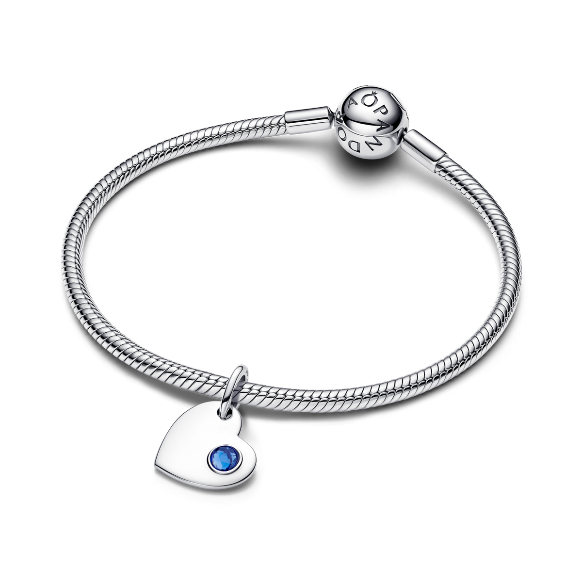 September Engravable Heart Blue Stone Dangle Charm