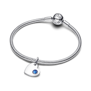 September Engravable Heart Blue Stone Dangle Charm